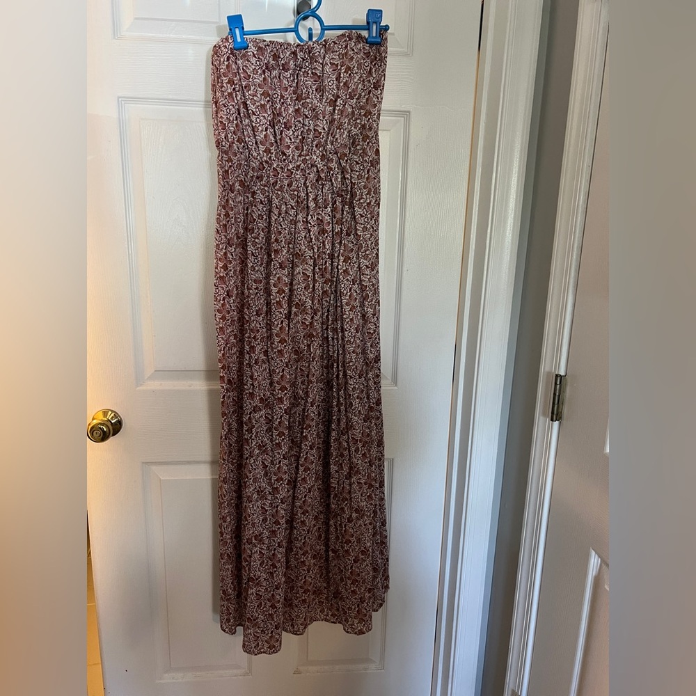 LOFT Pink Strapless Sundress Wedding Guest